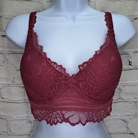 VICTORIA'S SECRET 'PINK' LACE PLUNGE FRONT FOAM CUP FULL~COVERAGE BRA/ BRALETT - Picture 14 of 16